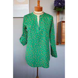 Adjustable Sleeve Green Tunic Blouse Sz S